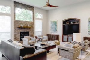 Light gray modern family room, Paper Moon Painting, interior house painters, Boerne TX