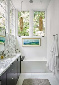 Sleek contemporary bath in Alamo Heights home, Paper Moon Painting
