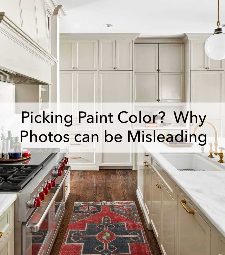 Picking Paint Color blog - Grey kitchen cabinets in Sherwin Williams Amazing Gray by Paper Moon Painting