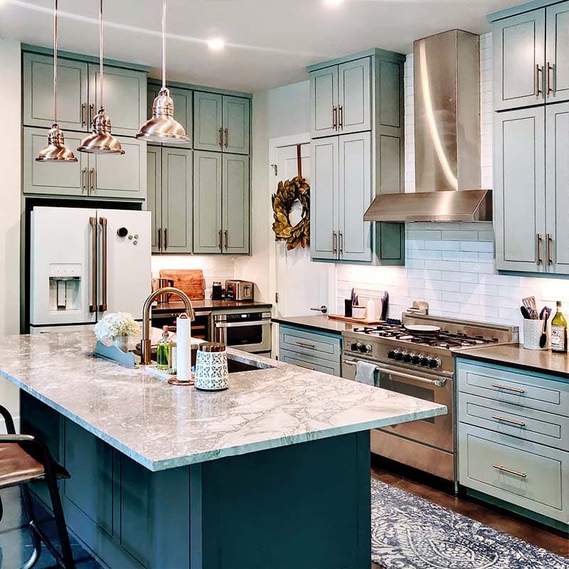 two-tone-kitchen-cabinet-painted-in-benjamin-moore-newburg-green-and-mount-saint-anne-paper-moon-painters-east-austin