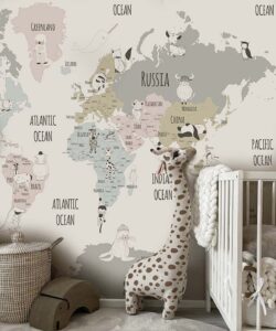 gender-neutral-wallpaper-of-world-map-for-baby-nursery-by-littlehandswallpaper
